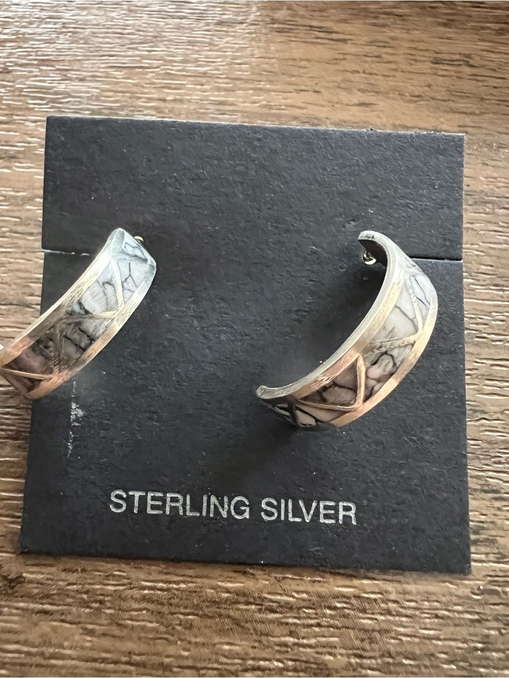 Sterling Silver Textured Hoop Earrings - Silver